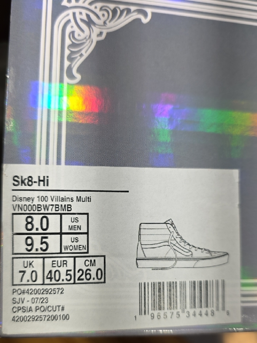 Vans Sk8-Hi Disney 100 Villains Multi Men’s 8 Women’s 9.5 New w/ Box - Picture 2 of 6